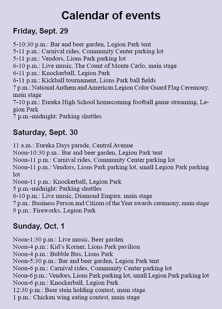 eureka days 2023 calendar